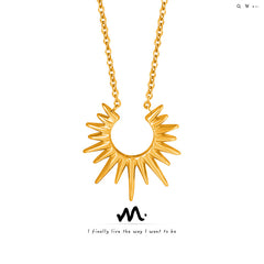 Gold-Tone and Silver-Tone Sunburst Pendant Necklace