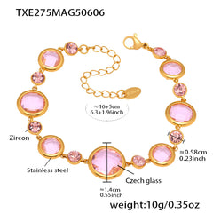 Gold-Tone Faceted Glass Link Bracelet