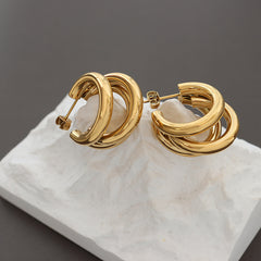 Triple-Line Hollow Hoop Earrings