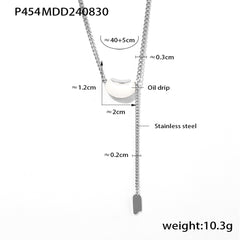 Enamel Bean Pendant Lariat Necklace