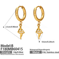 Cubic Zirconia Geometric Drop Hoop Earrings