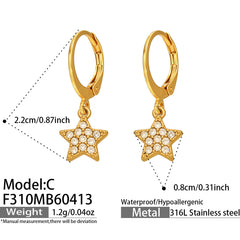 18K Gold-Plated Star Drop Hoop Earrings