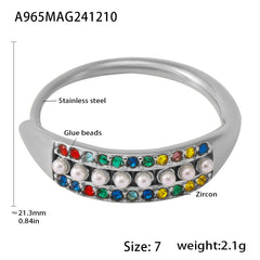 Adjustable Shell Pearl-Look Cubic Zirconia Ring