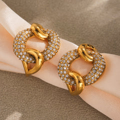 18K Gold-Plated Interlocking Cubic Zirconia Open Ring