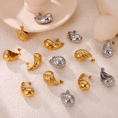 Stone-Accent Teardrop Stud Earrings