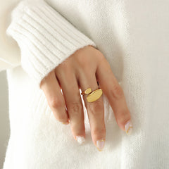 Polished Asymmetric Oval Open Ring