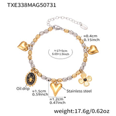 Heart and Flower Enamel Charm Jewelry