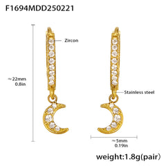18K Gold-Plated Cubic Zirconia Charm Hoop Earrings