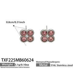 Color Four-Petal Cubic Zirconia Necklace and Earrings