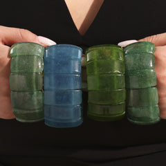 Natural Stone Wide Stretch Bracelet