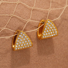 Triangle Cubic Zirconia Stainless Steel Earrings