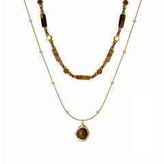 Camille Vintage-Inspired Tiger-Eye Layered Necklace