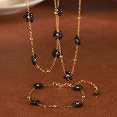 Floral Natural Stone Necklace and Bracelet