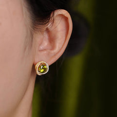 Camille Vintage-Inspired Emerald-Tone Crystal Stud Earrings