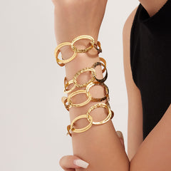 18K Gold-Plated Hammered Oval Link Bracelet