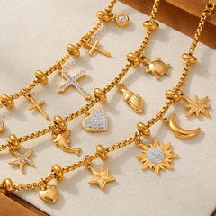 Mixed Charm Box Chain Bracelet