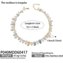 Blue-Gray Stone or Amazonite Beaded Necklace