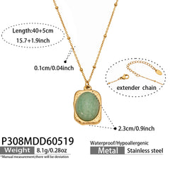 Oval Natural Stone Pendant Necklace