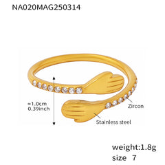 Hugging Hands Cubic Zirconia Open Ring