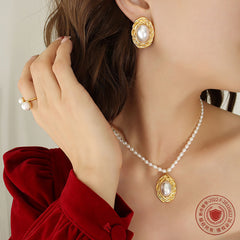 Freshwater Pearl Necklace or Oval Pearl-Look Earrings