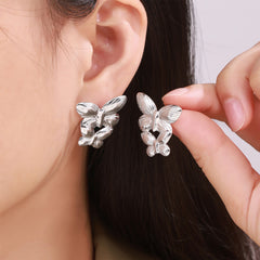 18K Gold-Plated Butterfly Cluster Stud Earrings