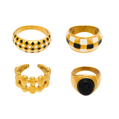 Checker Enamel and Shell Ring Designs