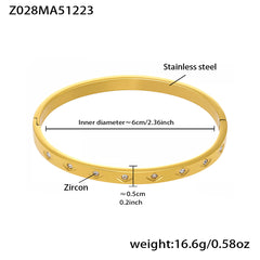 18K Gold-Plated Geometric Stone Bangle Bracelet