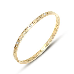 Numeral-Accent Slim Stainless Steel Bangle