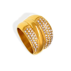 18K Gold-Plated Multi-Row Stone-Accent Ring