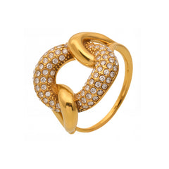 18K Gold-Plated Interlocking Cubic Zirconia Open Ring
