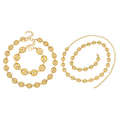 Coffee Bean Link Necklace Bracelet and Waist Chain