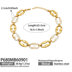 18K Gold-Plated Resin Geometric Link Necklace