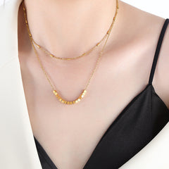 Gold-Tone Geometric Double-Layer Necklace