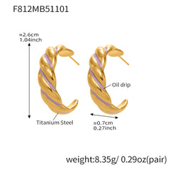 Enamel Spiral Stainless Steel Hoop Earrings