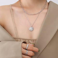 18K Gold-Plated Angel Coin Layered Necklace