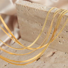 Gold-Tone Flat Snake Chain Necklace