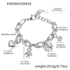 Bear, Bow and Heart Charm Bracelet or Pendant