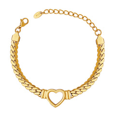 Open Heart Stainless Steel Curb Bracelet