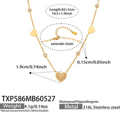 18K Gold-Plated Cubic Zirconia Heart Jewelry