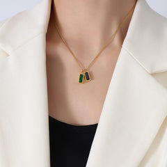 18K Gold-Plated Emerald-Green Cubic Zirconia Necklace