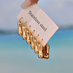 Polished U-Shaped Copper-Base Hoop Earrings
