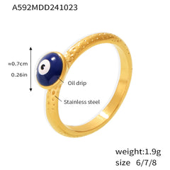 Blue Evil Eye Enamel Band Ring