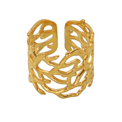 Openwork Coral & Heart Stainless Steel Rings