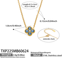 Color Four-Petal Cubic Zirconia Necklace and Earrings