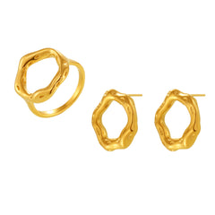 Textured Open Ring & Hoop Earrings