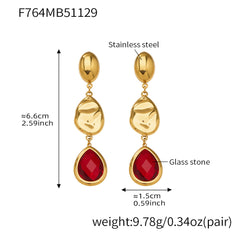 18K Gold-Plated Sculptural Glass Teardrop Earrings