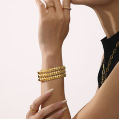 18K Gold-Plated Studded Cubic Zirconia Bangle