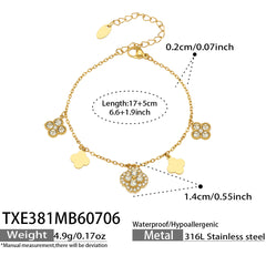 Cubic Zirconia Clover Charm Necklace and Bracelet