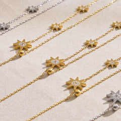 Cubic Zirconia Starburst Lariat Necklace