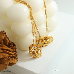 Gold-Tone Interlocking Ring Pendant Necklace